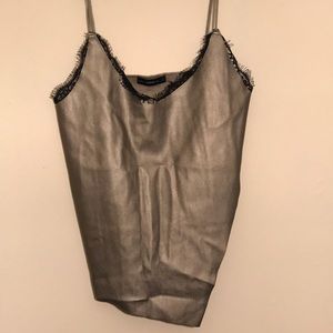 Matte Silver and Lace Tank - Zara